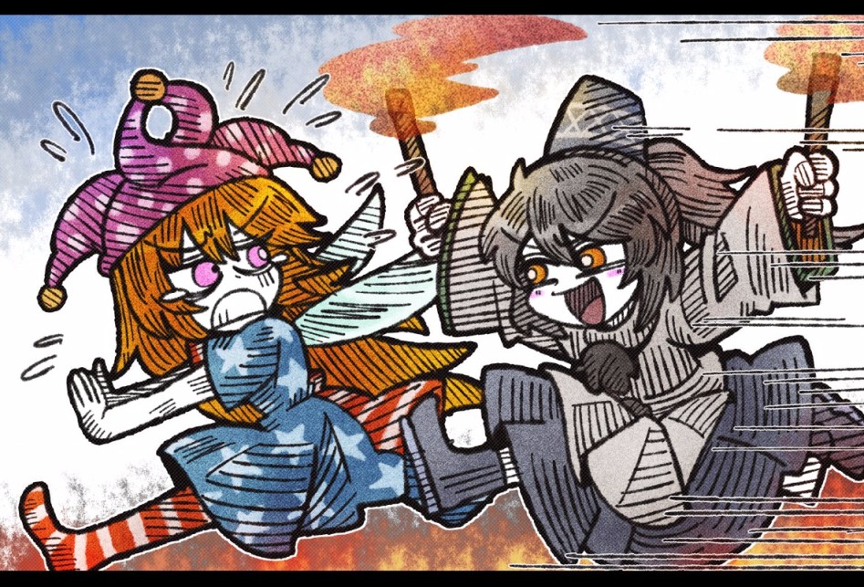 clownpiece and mononobe no futo (touhou) drawn by suenari (peace) - e9d4ae4bff94496dd632c33cfe4390c6.jpg