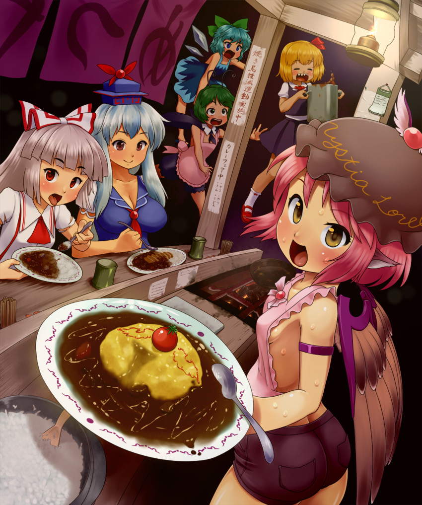 __cirno_fujiwara_no_mokou_kamishirasawa_keine_mystia_lorelei_rumia_and_others_touhou_drawn_by_daajirin_koucha__sample-d3187a7471721d1ee7d540de0fc1681d.jpg