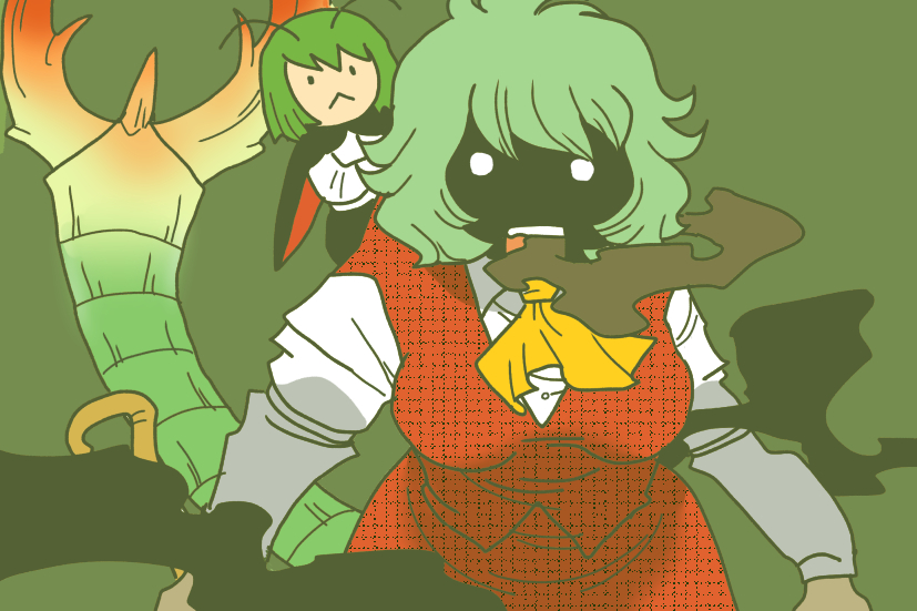kazami yuuka, seltas queen, and wriggle nightbug (monster hunter, monster hunter 4, and touhou) drawn by onikobe rin - 34a3f1d0c0cafed18c9d92b518e6a698.jpg