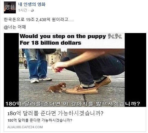 19조원을 받는대신 귀여운 강아지를 밟아죽여야 한다면...?_1.jpg