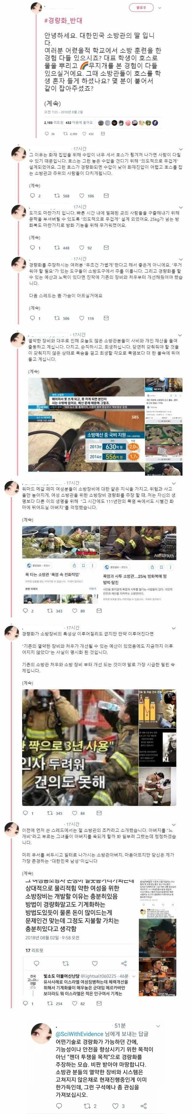 소방관의 딸이 경량화 주장 페미들에게 적은 글 . jpg_1.png