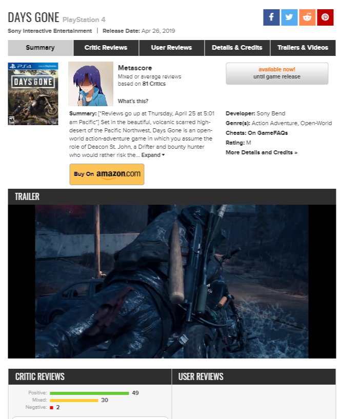 Days Gone for PlayStation 4 Reviews - Metacritic (2).png