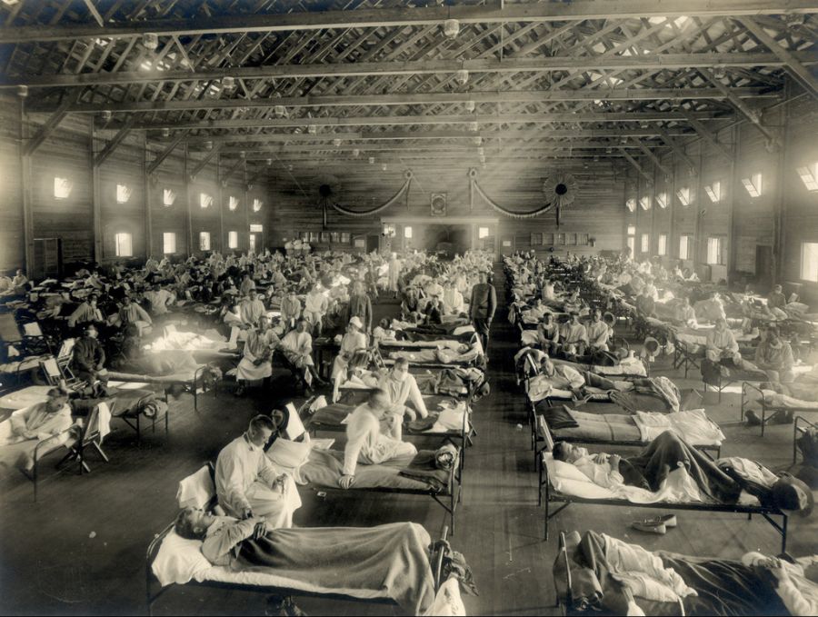 Emergency hospital during Influenza epidemic, Camp Funston, Kansas - NCP 1603.jpg