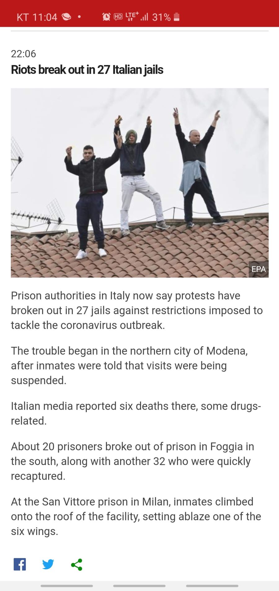 이탈리아 27개 감옥서 폭동 발생_1.jpg