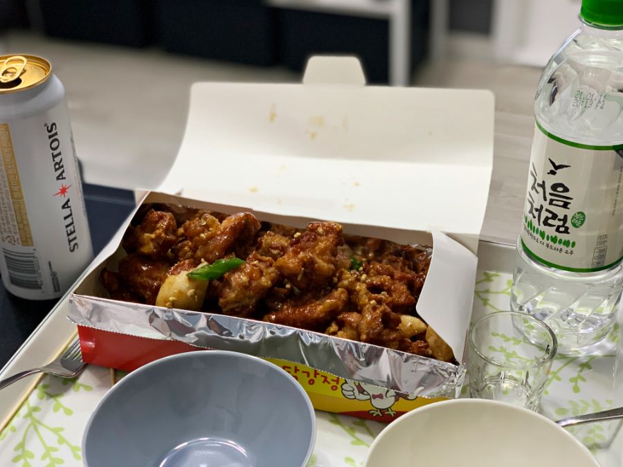 집에서 닭강정 먹었습니다 분당 야탑 우리집닭강정