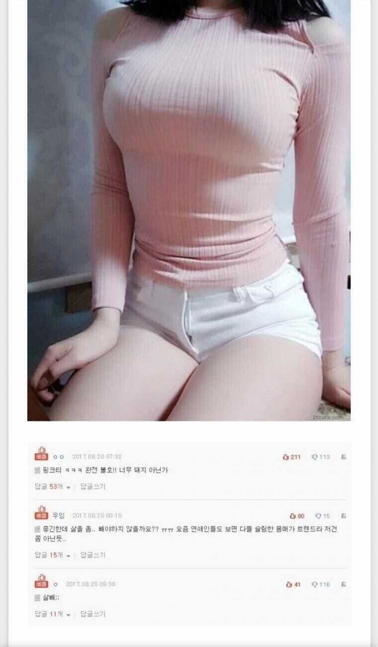 네이트 판에서 몸매 좋은 여자에 살빼라는 댓글이 달린 이유