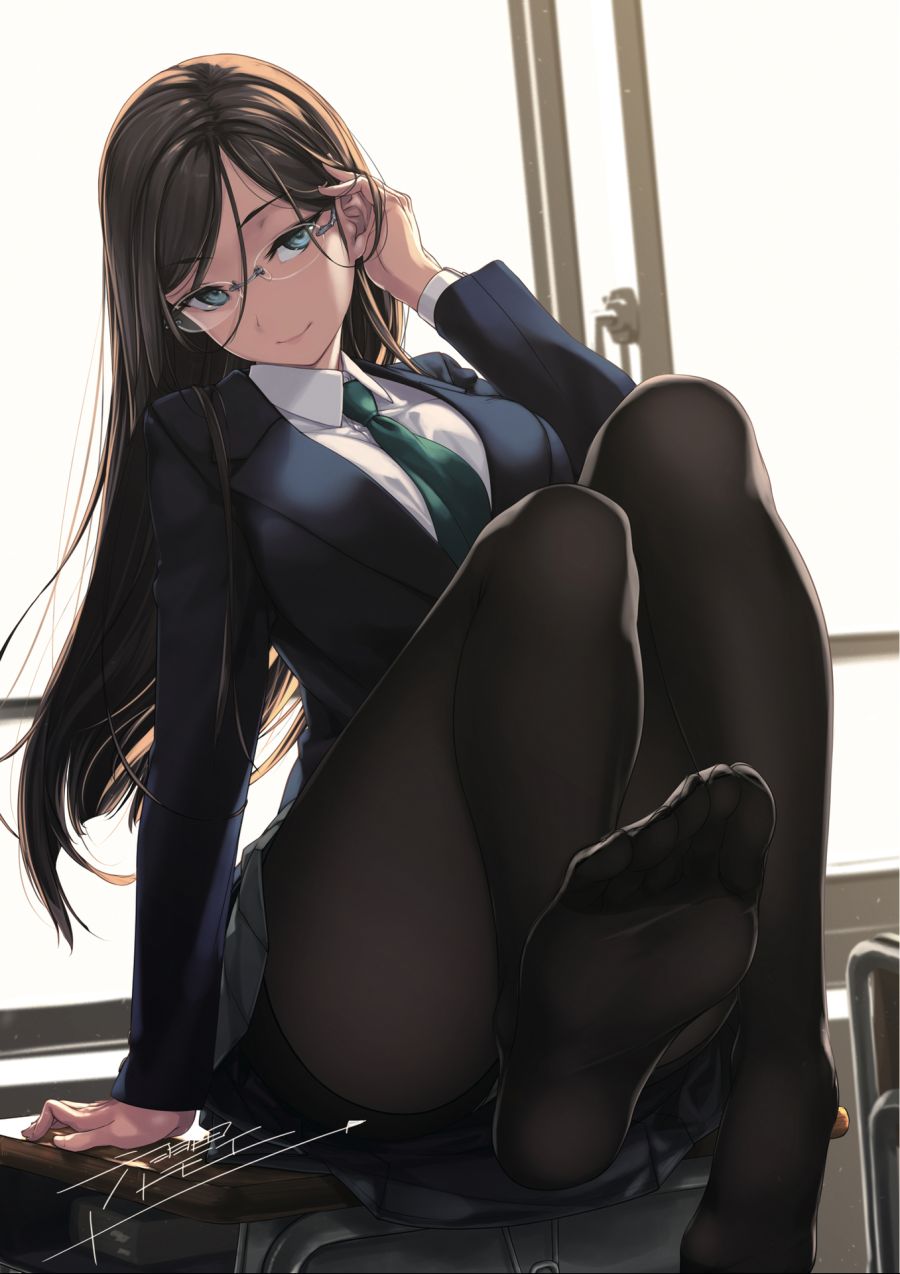 yande.re 492210 feet megane pantsu pantyhose rokuwata_tomoe seifuku.jpg