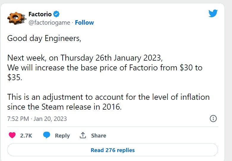 팩토리오(Factorio) 1월 26일에 30달러에서 35달러로 인상_1.jpeg