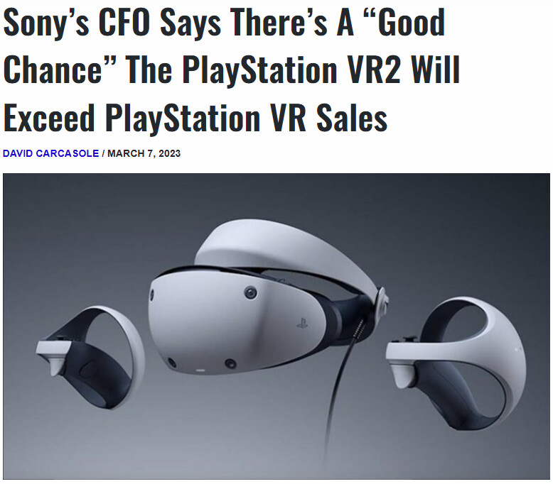 소니 CFO, PSVR 2 는 PSVR 1 판매량을 넘어설 것_1.png