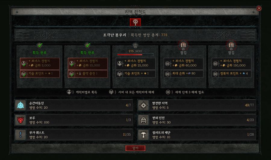 디아블로 4 지역 진척도 명망: 무료 기술 포인트, 경험치, 금화 얻는법_2.png