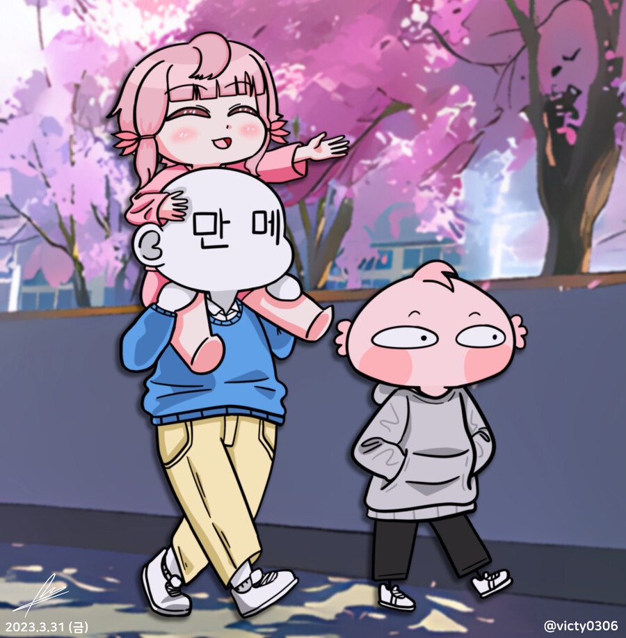 (라오) 벚꽃길 산책하는 웨히히&웨순이&만메_1.png