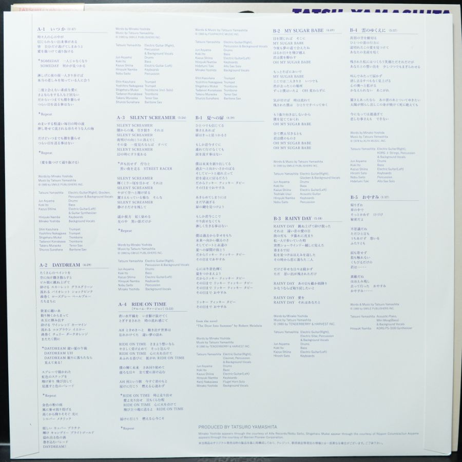 [LP] 山下達郎 (야마시타 타츠로) - RIDE ON TIME Re-Issue_9.jpg