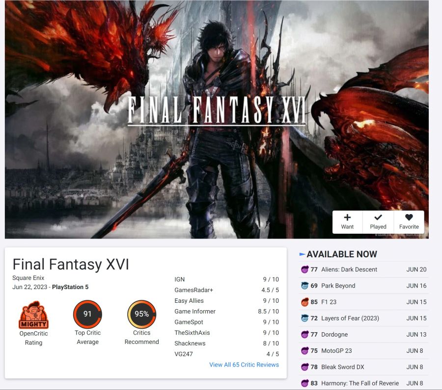 FF16 메타크리틱 리뷰 90개, 오픈크리틱 리뷰 60개 돌파_2.jpg