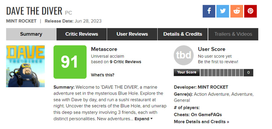 데이브 더 다이버 첫 만점 리뷰 등재 (Eurogamer Germany)_1.png