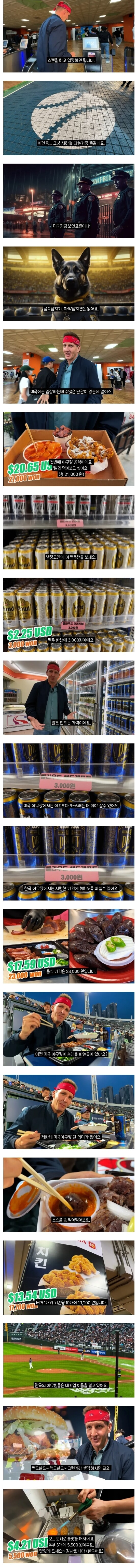 미국 유튜버의 한국 야구장 체험기