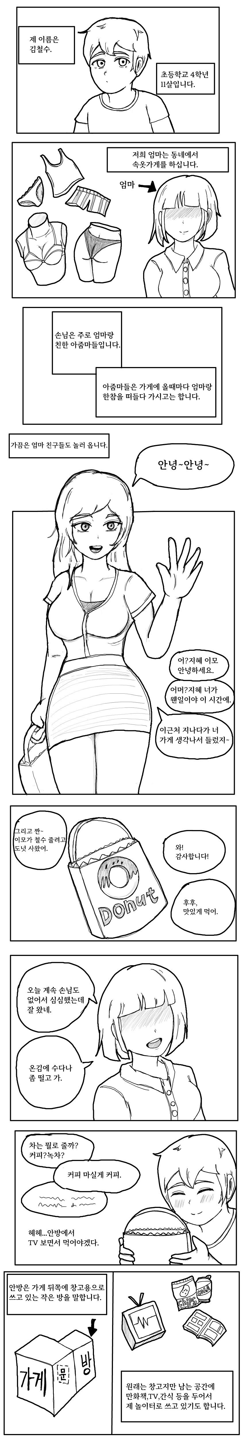 [약후] 엄마친구가 엄마의 속옷가게에 놀러온 만화_1.jpg