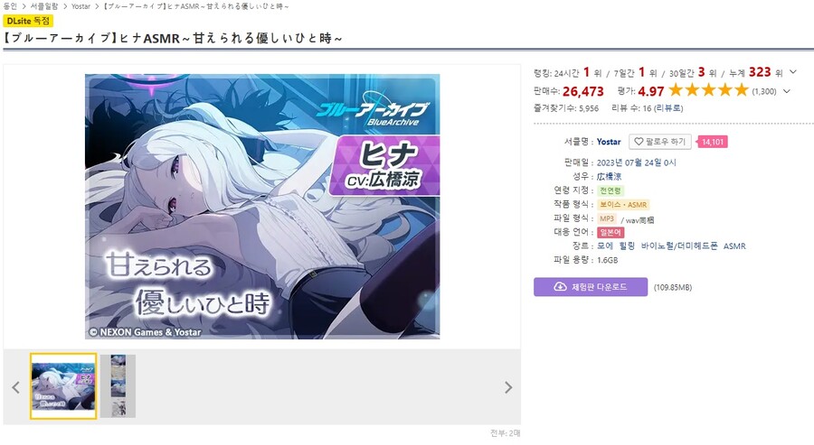 블루아카)불법사이트에서의 ASMR판매량 근황_1.jpg