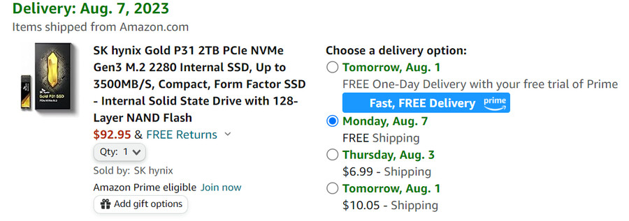 [아마존] SK 하이닉스 P31 2TB / 92.95달러 (배대지필요)_1.png