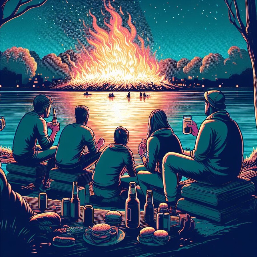 AI AI야 강건너 불구경 하는 그림을 그려줘