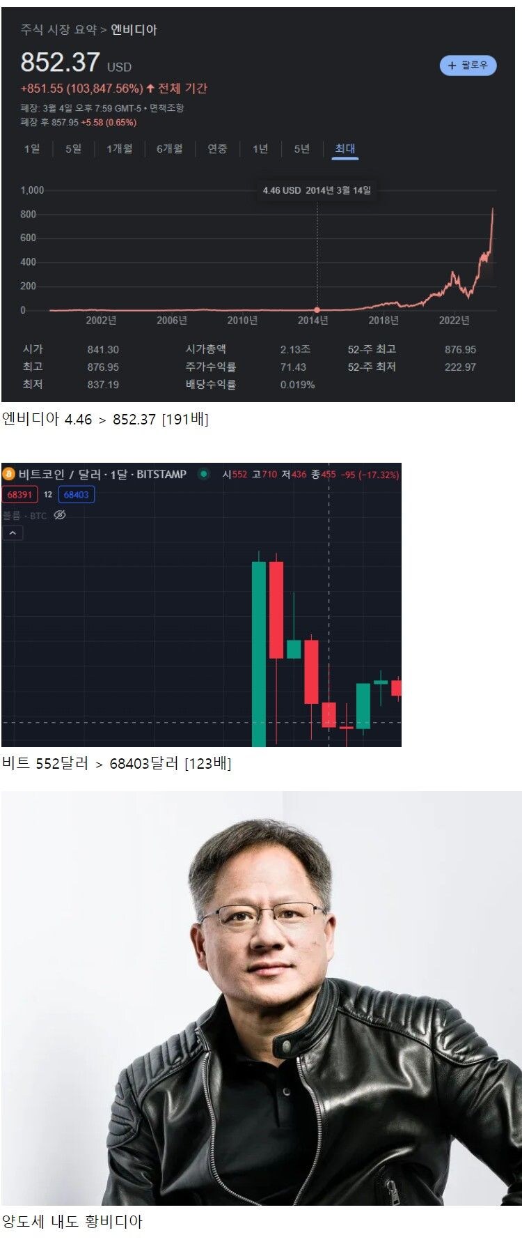 엔비디아 vs 비트코인 10년 수익률