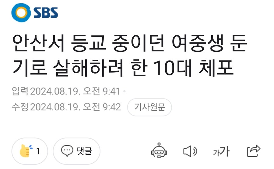 등교 중이던 여중생 둔기로 살해하려 한 10대 체포_1.jpg