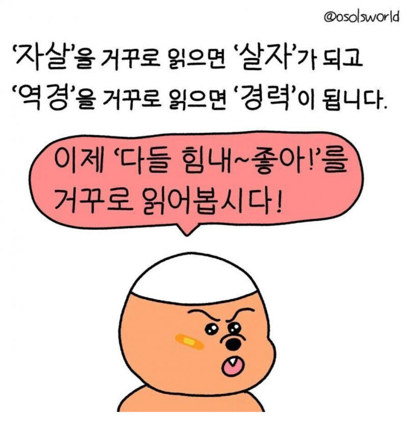 자살을 거꾸로 하면 살자가 되고 역경을 거꾸로 하면 경력이 됩니다.jpg_1.jpg