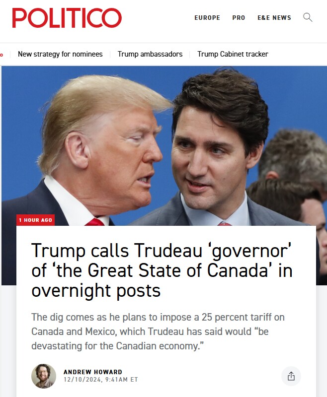 미국] 트럼프: "총리? ㅋㅋ씹 캐나다가 나라냐? ㅋㅋㅋ 걍 주지사 해라 ㅋㅋㅋ"_1.png