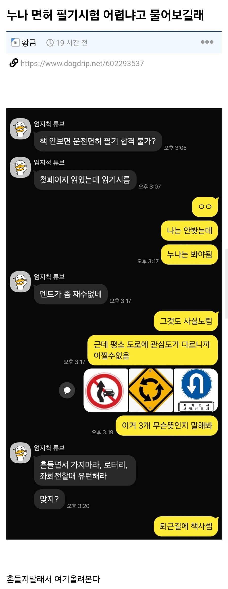 누나 면허 필기시험 어렵냐고 물어보길래 | 인스티즈