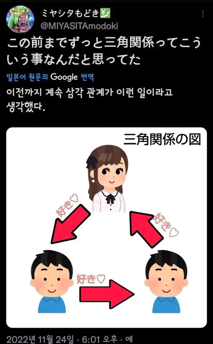 삼각관계의 뜻을 잘못 알고 있던 일본인_1.png