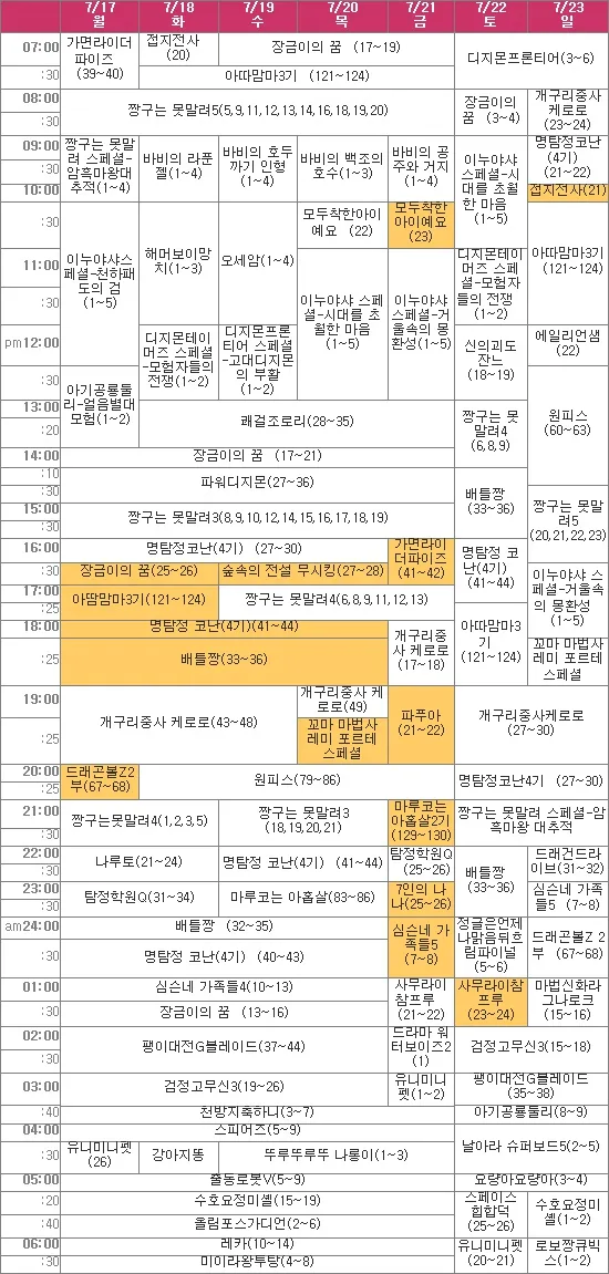 투니버스 최전성기 시절 편성표_1.webp