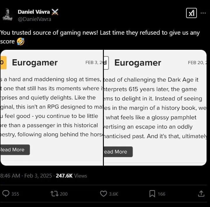 킹덤컴2 개발자, 자기들 혹평한 유로게이머 디스.jpg_1.png