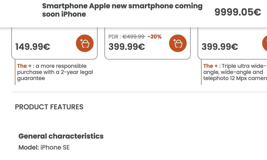 [루머] 새 아이폰 SE 정보가 프랑스 웹사이트에서 유출_1.jpg