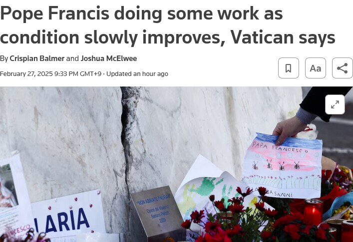 교황 근황 "병원에 입원해서도 쉴 시간이 없음"_1.png