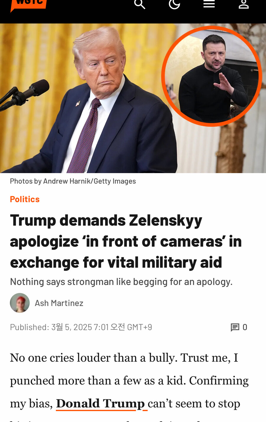트럼프: 젤렌스키는 카메라 앞에서 공개 사죄해라_1.jpg