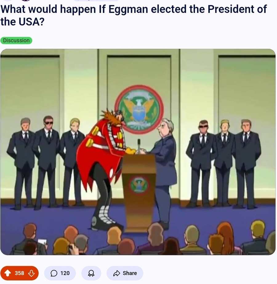 소닉)만약 닥터 에그맨이 지금 미국 대통령이였다면?_1.jpg