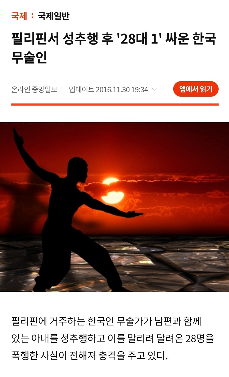 타국에서 28대1의 대결, 불의로 맞서 싸운 한국인 무술가_1.jpg