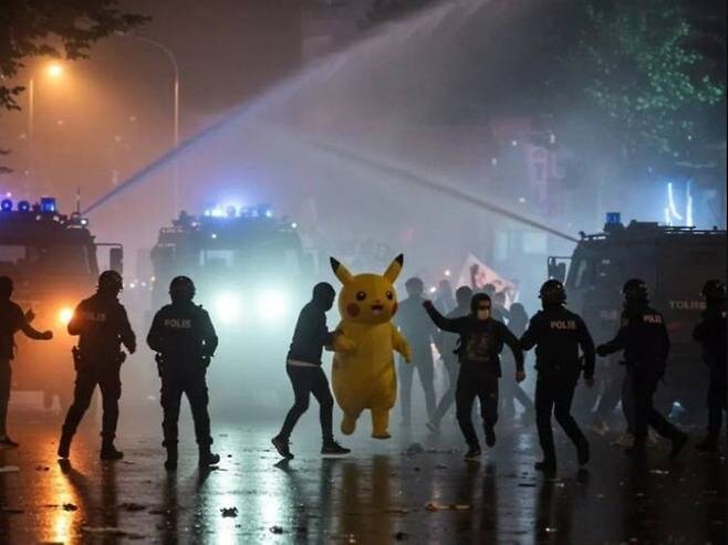 최루탄 맞고 경찰에 쫓기는 피카츄 (?)_1.jpg