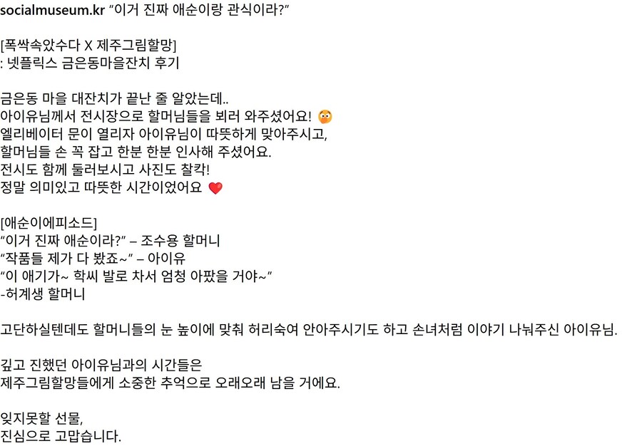 소셜뮤지엄 인스타그램(넷플릭스 금은동마을잔치 후기)_8.jpg