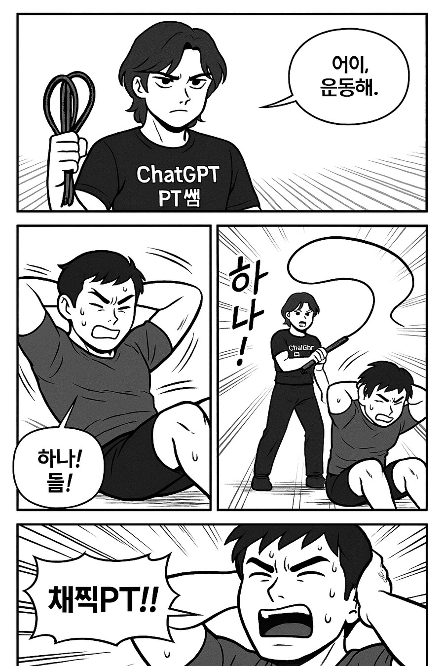 챗지피티)챗GTP에게 채찍피티를 아냐고 묻고 만화로 그려달라 했을 때의 결과물_2.png