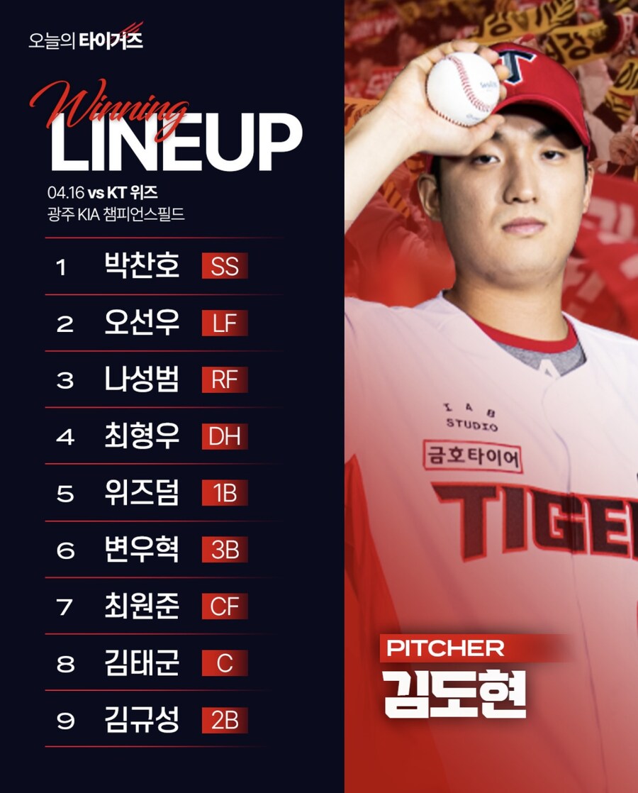 4월 16일 수 기아 vs KT 기아 라인업_1.jpg