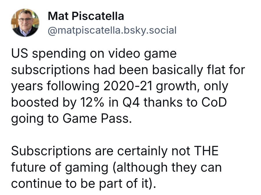 Circana 수장: 게임시장에서 구독제는 미래가 아니다._1.png