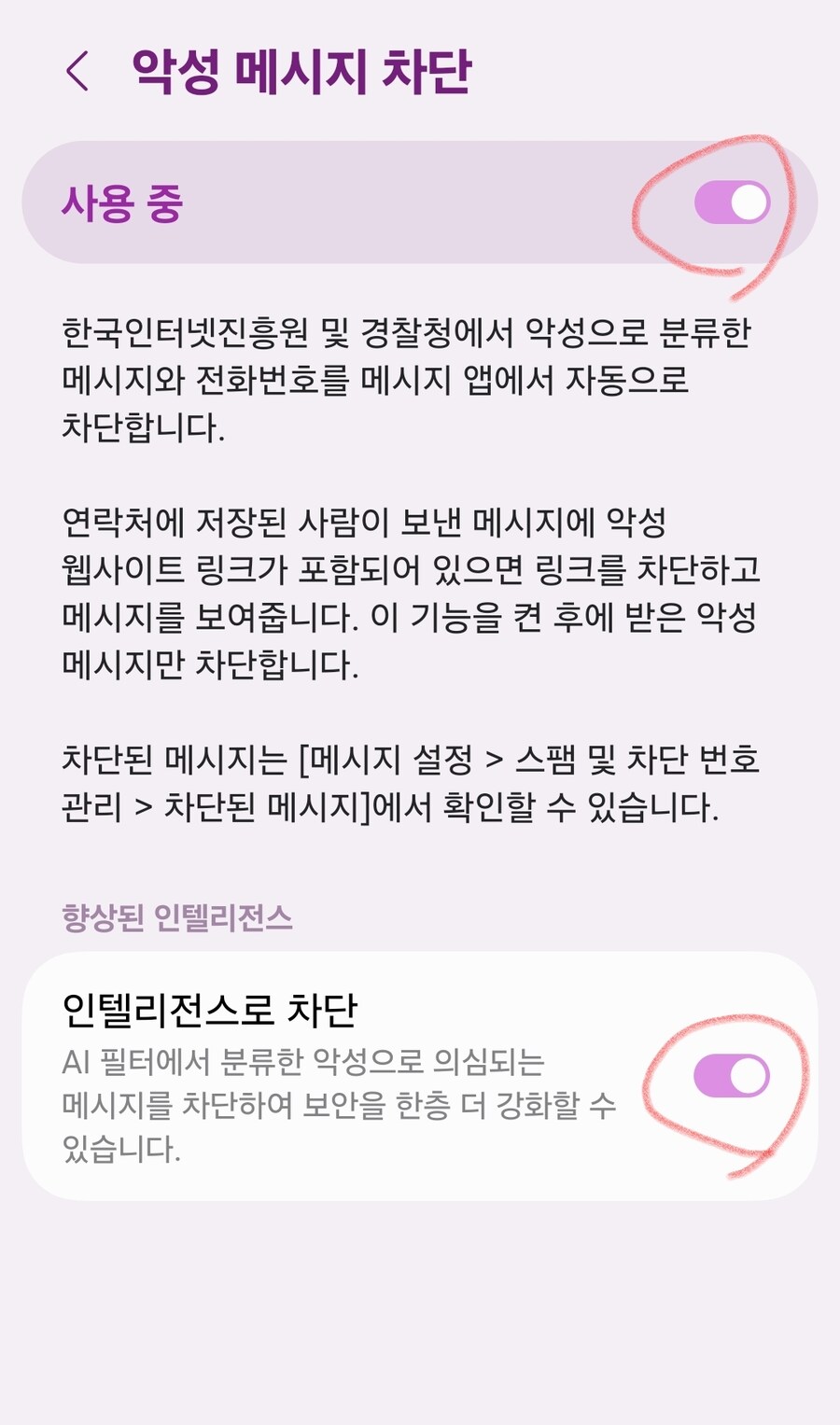 최근 업데이트 적용 스미싱 예방 방법! 자신과 부모님에게 설정하자(좀 김)_8.jpg