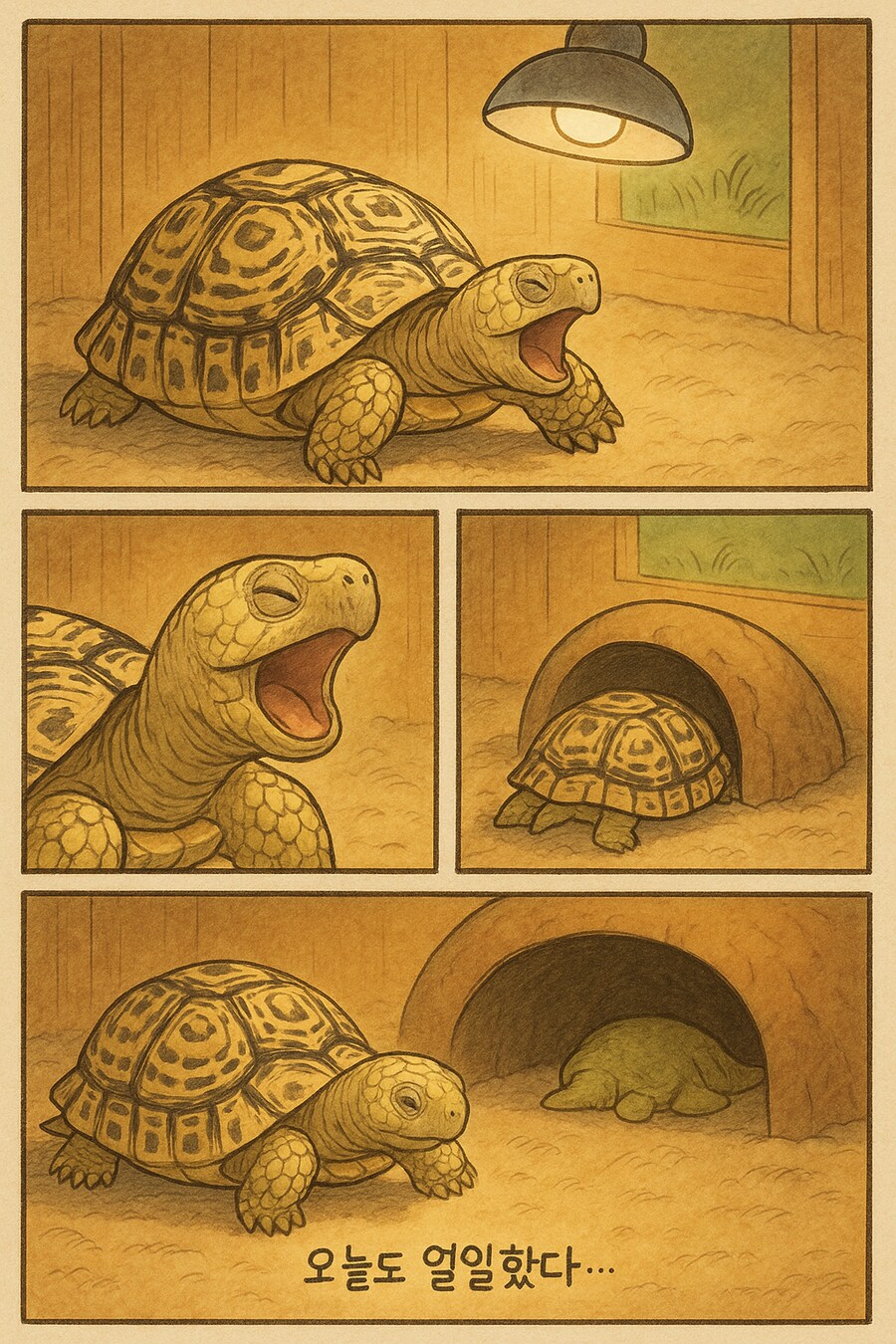 AI로 뽑아본 이구아나 수인과 애완 거북이 일상물_12.png