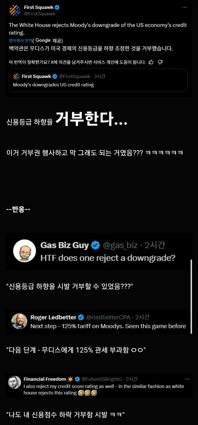 신용등급 하락을 거부한다