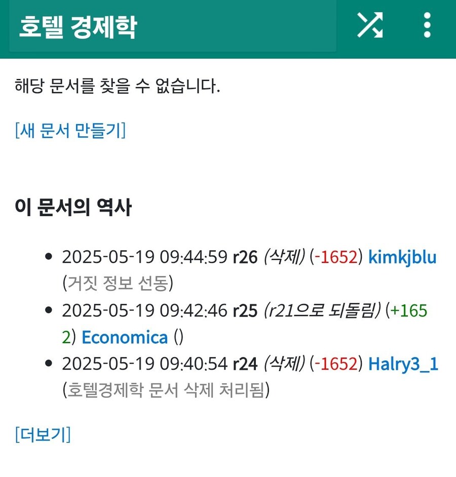 호텔 경제학 나무위키 근황