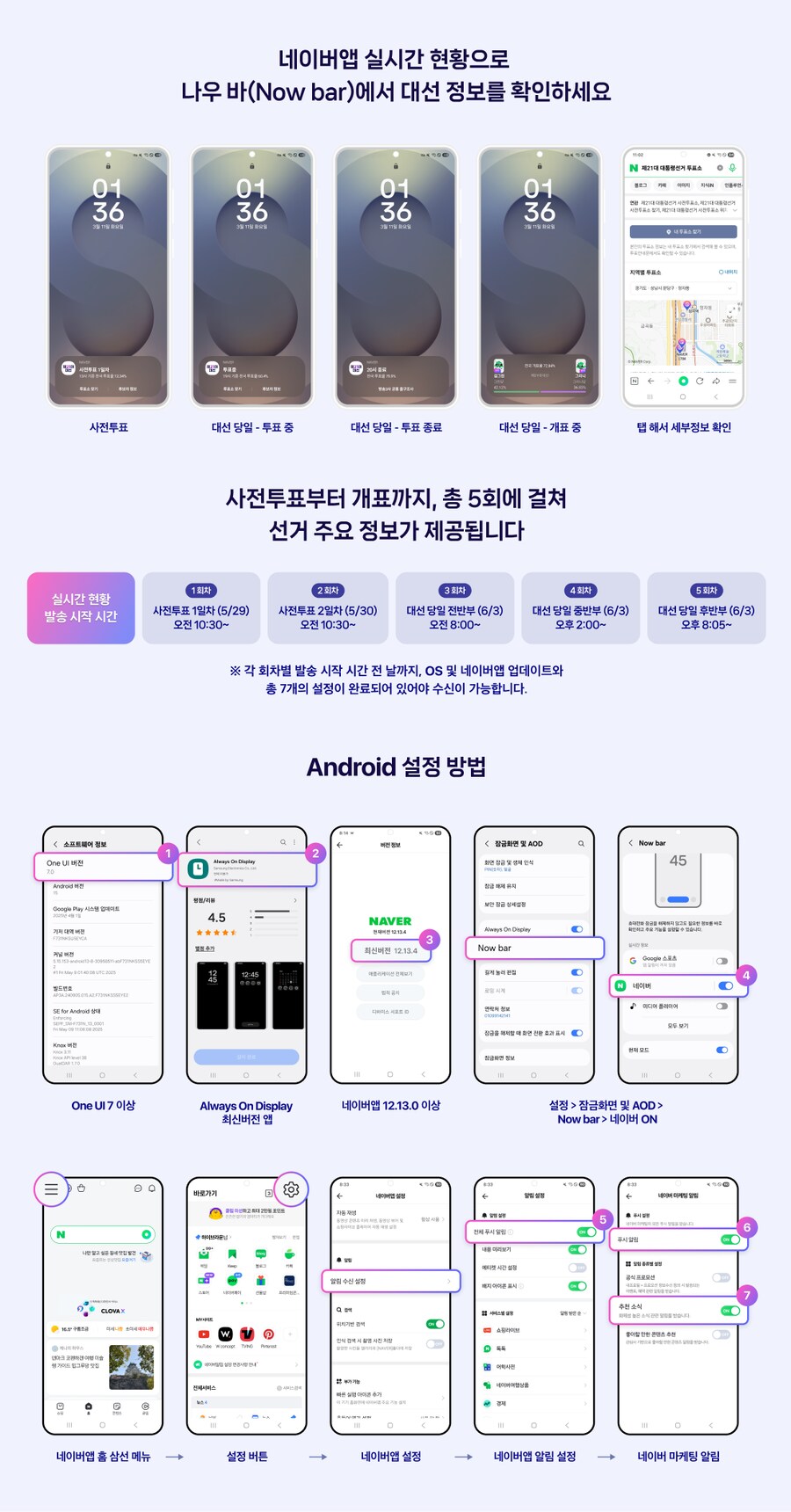 [네이버앱] 21대 대선 실시간현황 갤럭시 나우 바(Now bar) 지원 업데이트_1.png