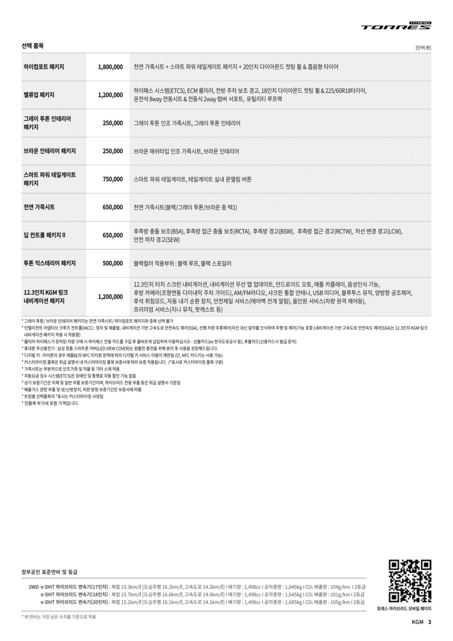 KGM, 토레스 하이브리드 가격표_2.png