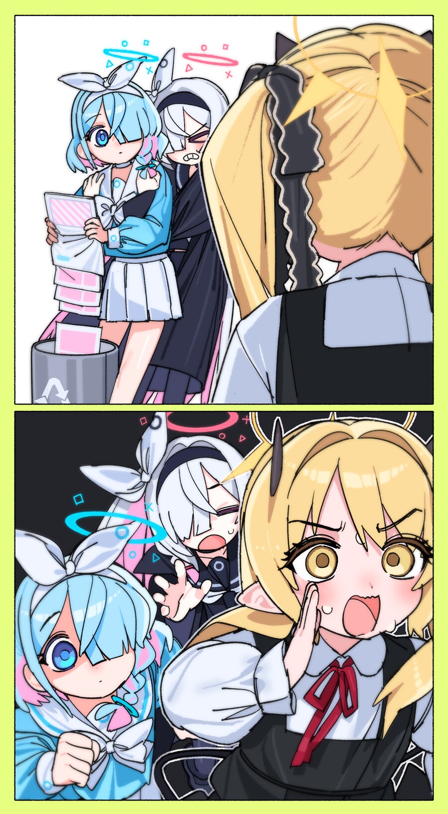 블루아카) ?? : 선샌니 얘좀봐요!!! 얘 봉투를 막 버려요!!!