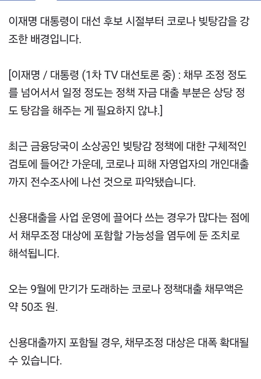 [단독] 자영업자 신용대출도 탕감?…빚 전수조사 나섰다_1.jpg