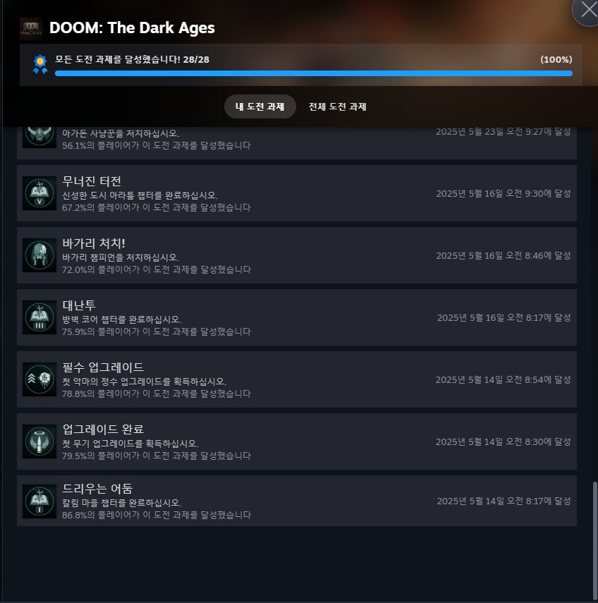 북유게 돼지 스팀 둠 다크에이지스 도전과제+무기 황금스킨 다받음 ㅇㅇ_1.png
